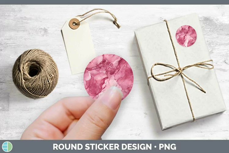 Pink Marble Stickers | Round Labels Designs
