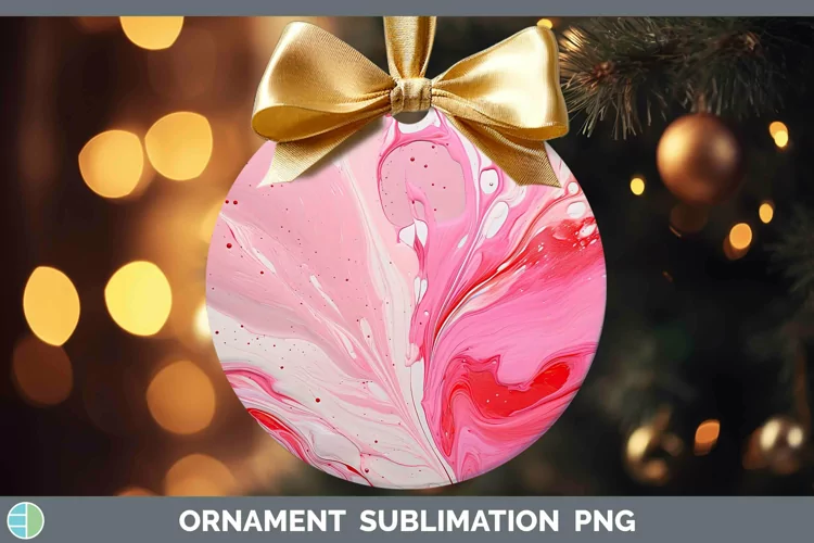 Pink Paint Pour Ornament Sublimation Bauble Designs
