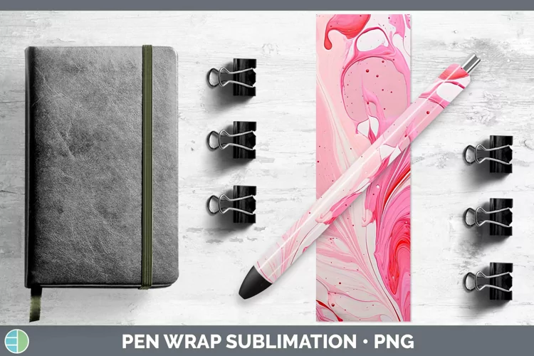 Pink Paint Pour Pen Wrap Sublimation Epoxy Pen Designs