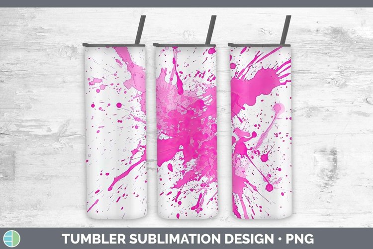 Pink Splatter Tumbler Sublimation 20 oz Skinny Tumbler Desig