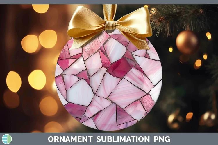 Pink Stained Glass Ornament Sublimation Bauble Designs