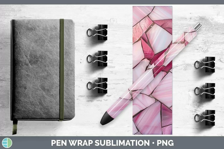 Pink Stained Glass Pen Wrap Sublimation Epoxy Pen Designs