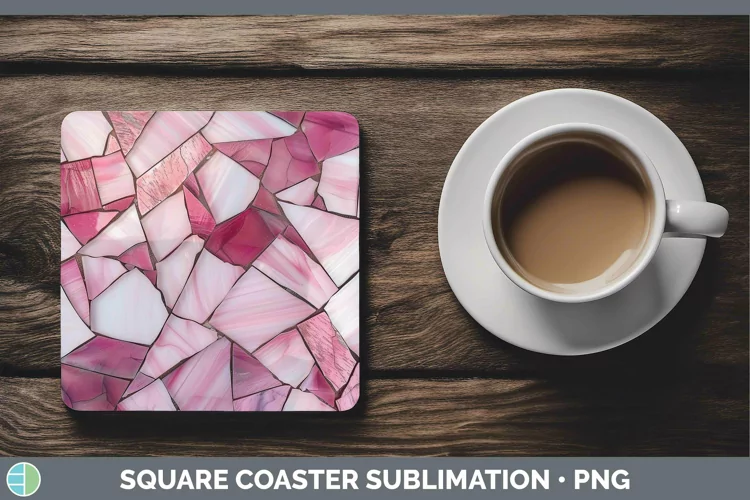 Pink Stained Glass Square Coaster Sublimation Coaster Design