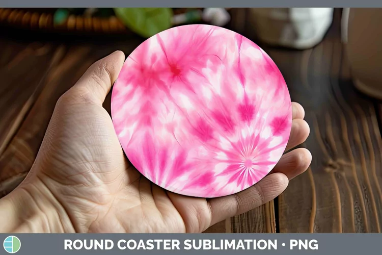 Pink Tie Dye Round Coaster Sublimation Coaster Designs