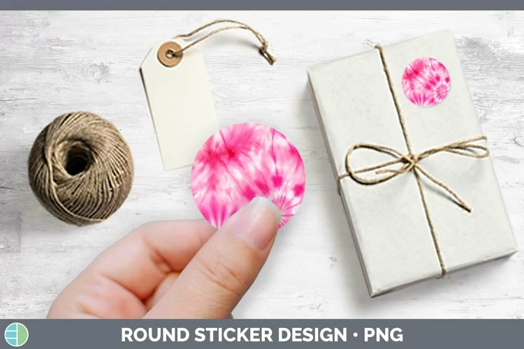 Pink Tie Dye Stickers | Round Labels Designs