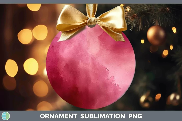 Pink Watercolor Ornament Sublimation Bauble Designs