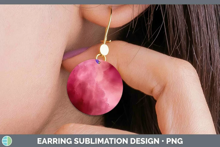 Pink Watercolor Round Earrings Sublimation Earrings Designs