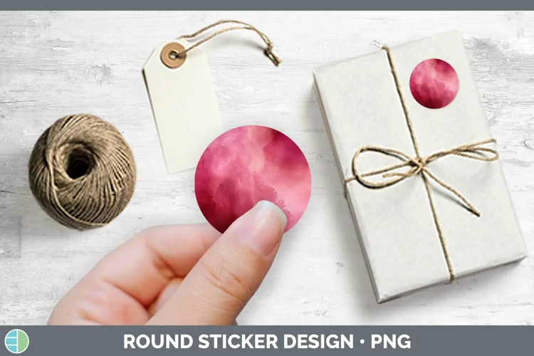 Pink Watercolor Stickers | Round Labels Designs