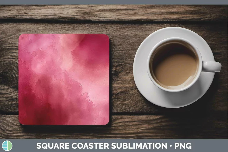 Pink Watercolor Square Coaster Sublimation Coaster Designs