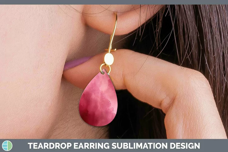 Pink Watercolor Teardrop Earrings Sublimation Earrings Desig