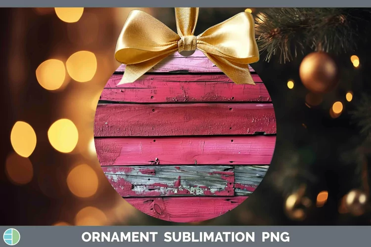 Pink Wood Ornament Sublimation Bauble Designs