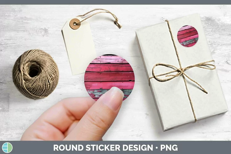 Pink Wood Stickers | Round Labels Designs