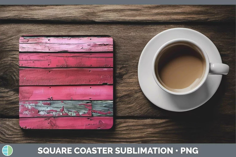 Pink Wood Square Coaster Sublimation Coaster Designs