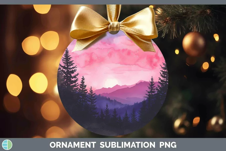 Pink Scenic View Ornament Sublimation Bauble Designs