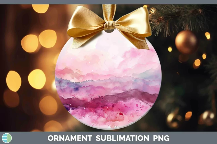 Pink Abstract Landscape Ornament Sublimation Bauble Designs