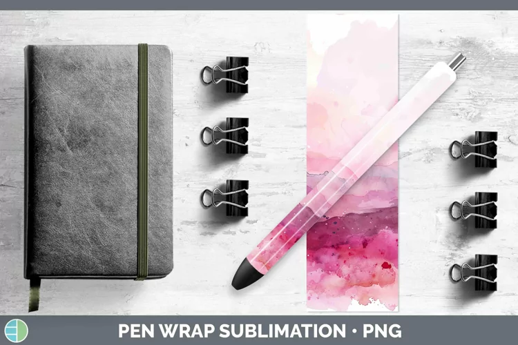 Pink Abstract Landscape Pen Wrap Sublimation Epoxy Pen Desig