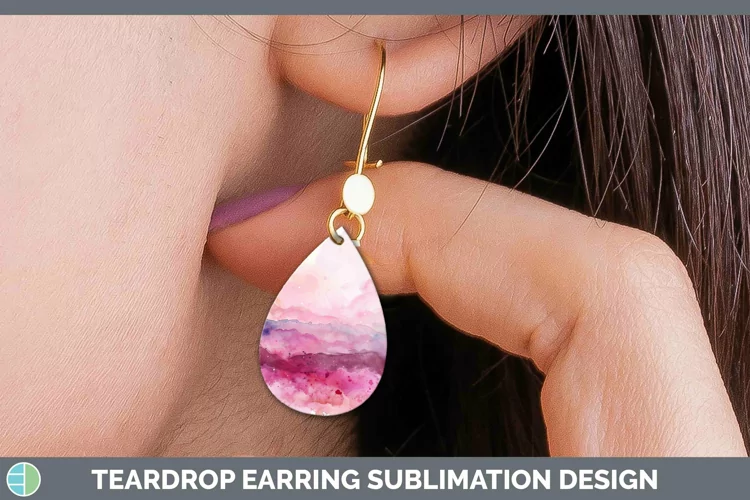 Pink Abstract Landscape Teardrop Earrings Sublimation Earrin