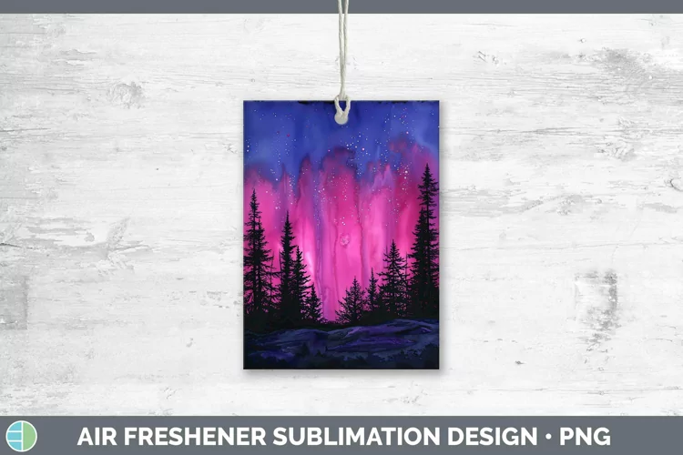 Pink Northern Lights Air Freshener Sublimation Car Freshener