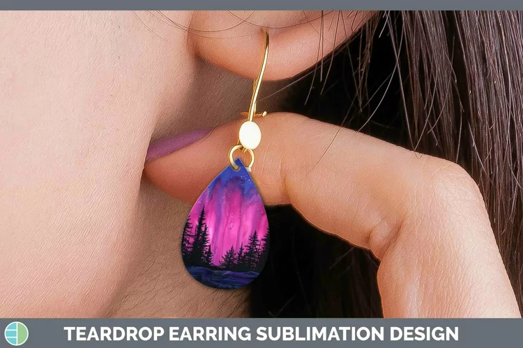 Pink Northern Lights Teardrop Earrings Sublimation Earrings