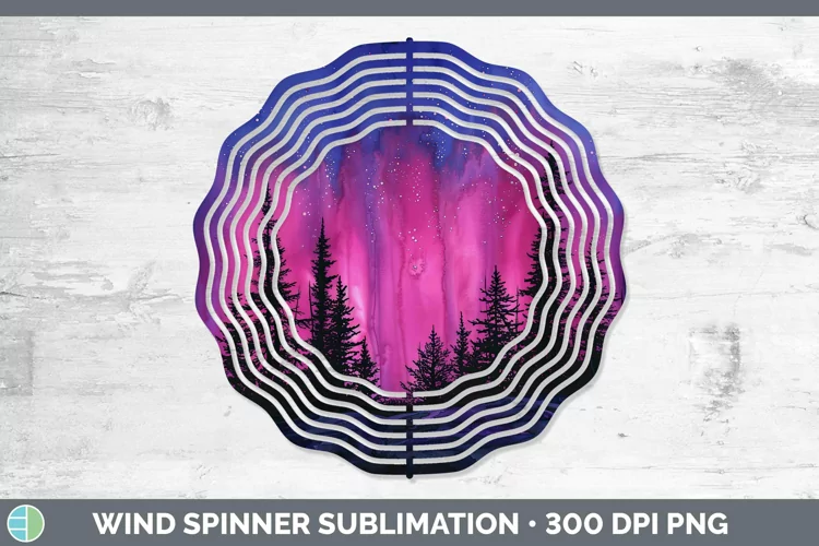 Pink Northern Lights Wind Spinner Sublimation Spinner Design