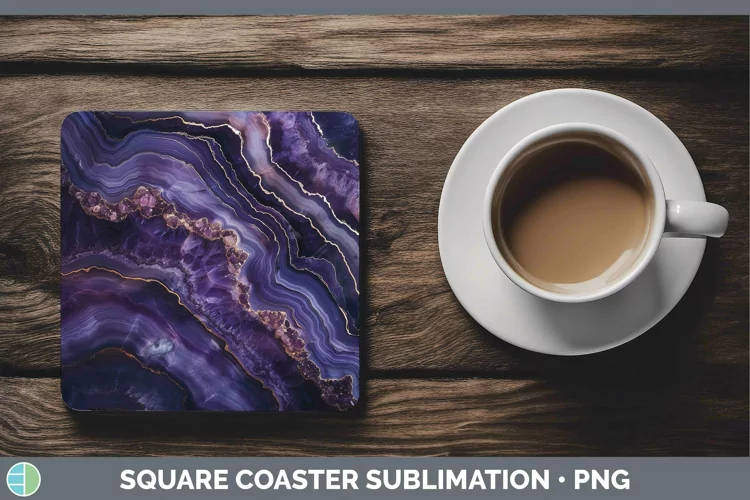 Purple Geode Square Coaster Sublimation Coaster Designs