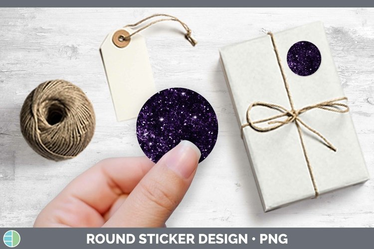 Purple Glitter Stickers | Round Labels Designs example image 1