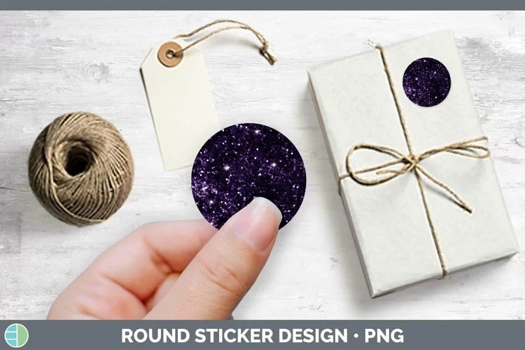 Purple Glitter Stickers | Round Labels Designs