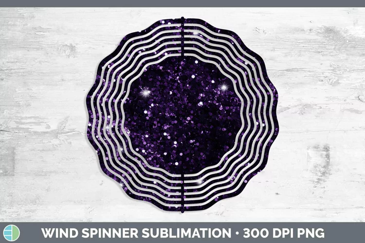 Purple Glitter Wind Spinner Sublimation Spinner Designs