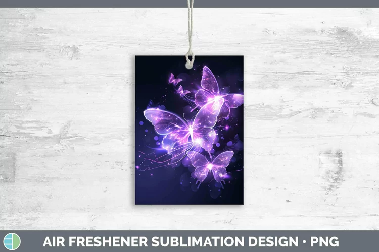 Purple Glow Butterflies Air Freshener Sublimation Car Freshe