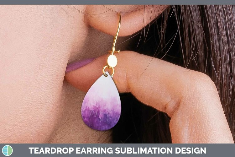 Purple Gradient Ombre Teardrop Earrings Sublimation Earrings