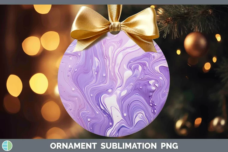Purple Paint Pour Ornament Sublimation Bauble Designs