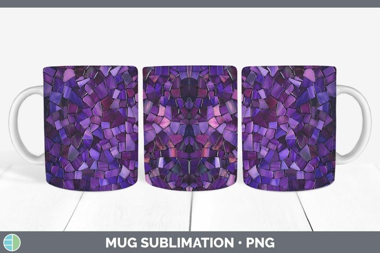 Purple Stained Glass Mug Wrap Sublimation Coffee Cup Designs