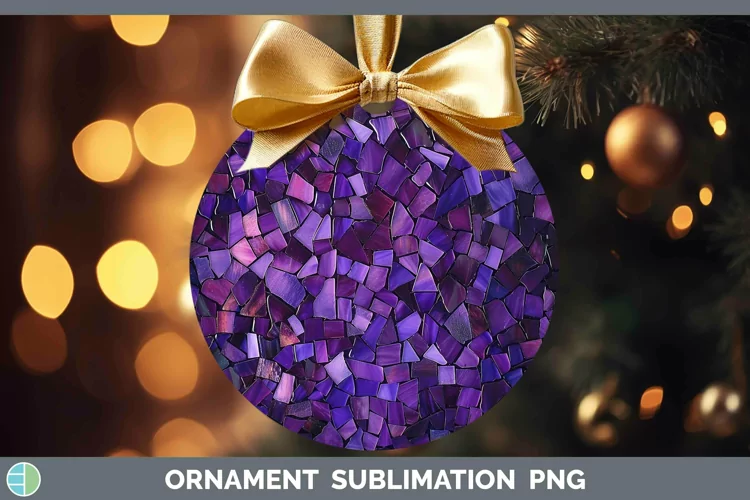 Purple Stained Glass Ornament Sublimation Bauble Designs