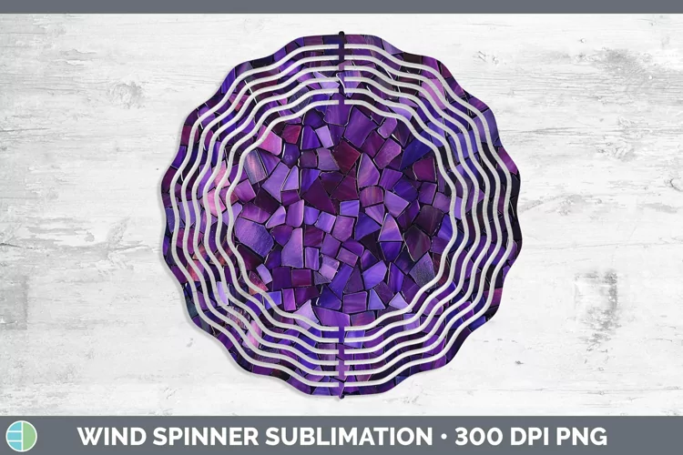 Purple Stained Glass Wind Spinner Sublimation Spinner Design
