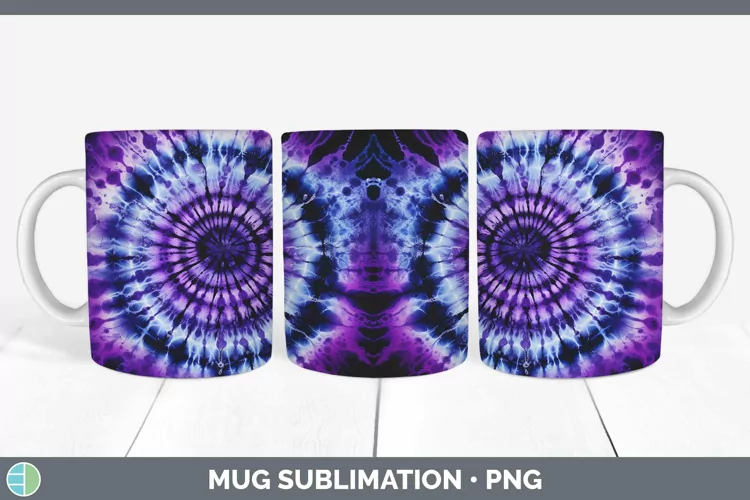 Purple Tie Dye Mug Wrap Sublimation Coffee Cup Designs