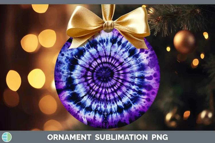 Purple Tie Dye Ornament Sublimation Bauble Designs