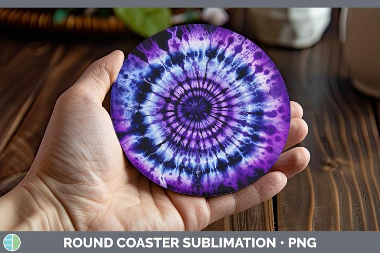 Purple Tie Dye Round Coaster Sublimation Coaster Designs example image 1