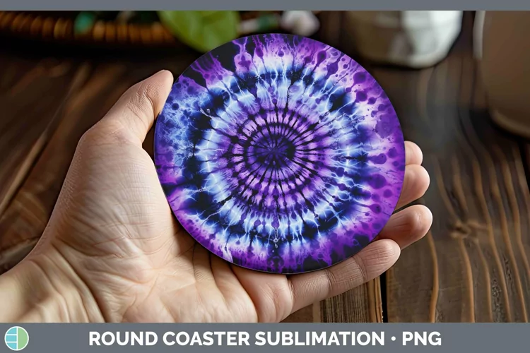 Purple Tie Dye Round Coaster Sublimation Coaster Designs