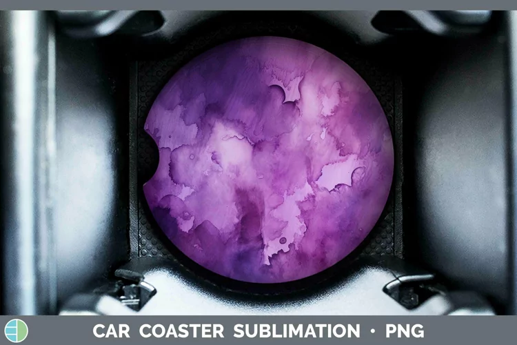 Purple Watercolor Car Coaster Sublimation Coaster Designs