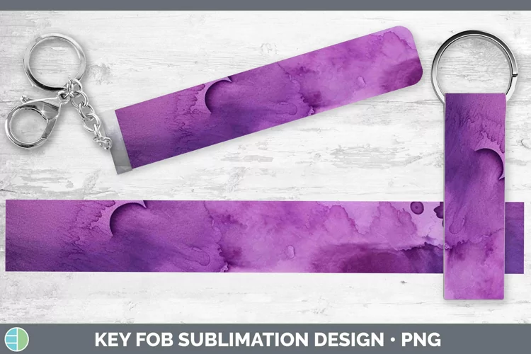 Purple Watercolor Key Fob Sublimation Wristlet Designs