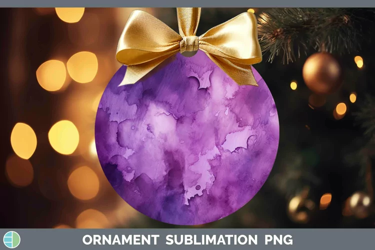 Purple Watercolor Ornament Sublimation Bauble Designs