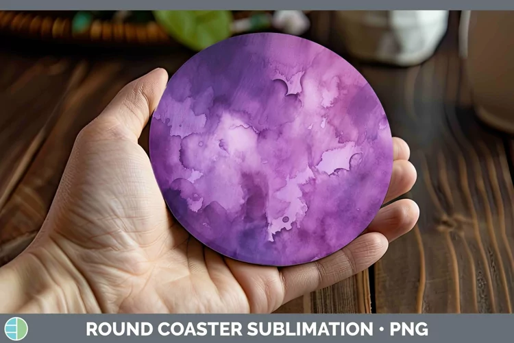 Purple Watercolor Round Coaster Sublimation Coaster Designs