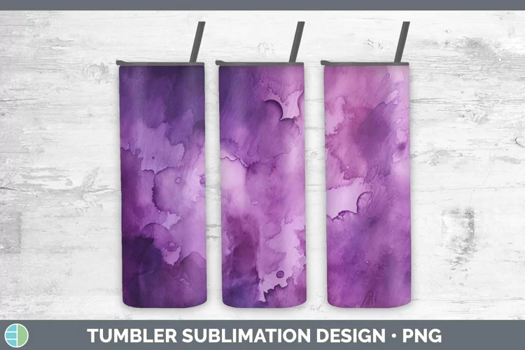 Purple Watercolor Tumbler Sublimation 20 oz Skinny Tumbler D