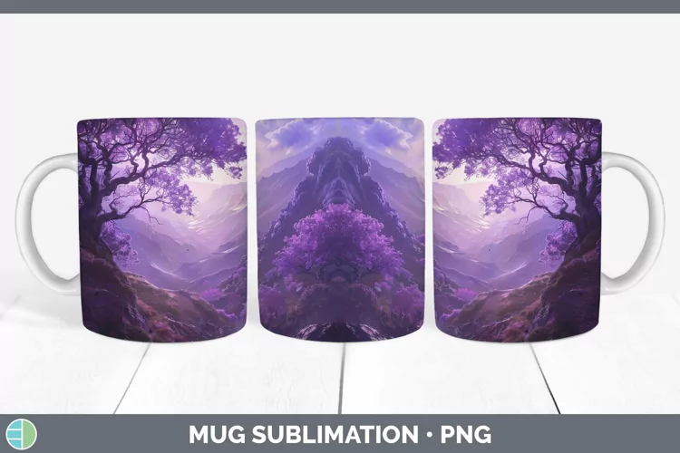 Purple Scenic View Mug Wrap Sublimation Coffee Cup Designs