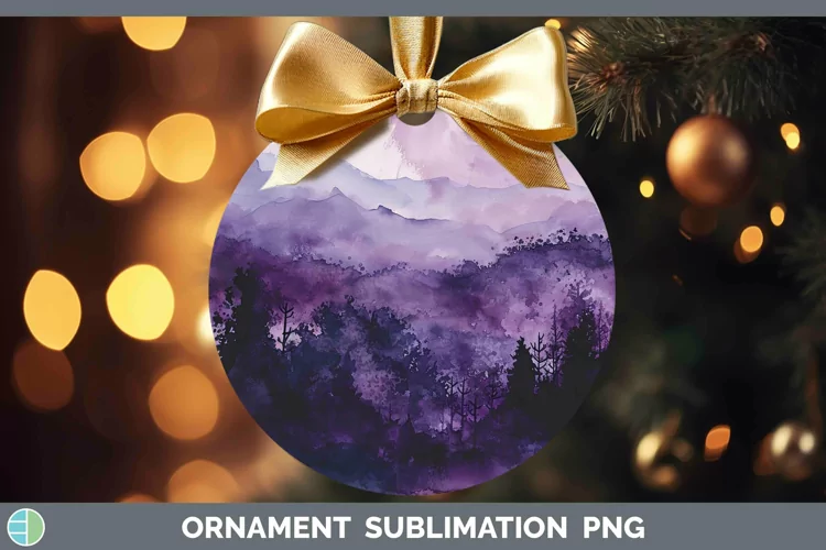 Purple Landscape Ornament Sublimation Bauble Designs