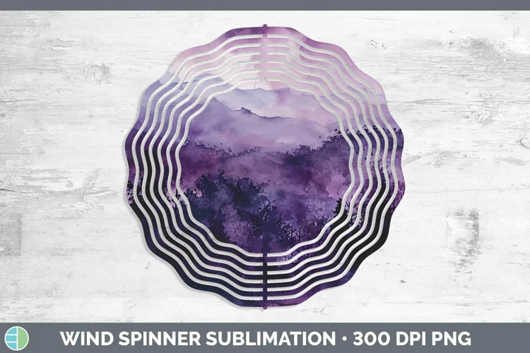 Purple Landscape Wind Spinner Sublimation Spinner Designs