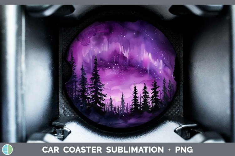 Purple Northern Lights Car Coaster Sublimation Coaster Desig