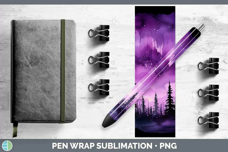 Purple Northern Lights Pen Wrap Sublimation Epoxy Pen Design