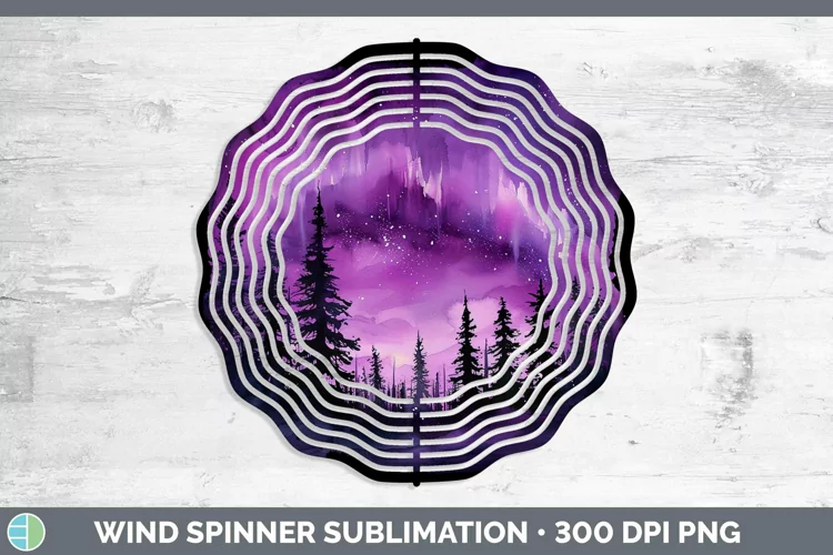 Purple Northern Lights Wind Spinner Sublimation Spinner Desi