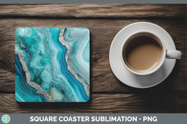 Blue Agate Square Coaster Sublimation Coaster Designs